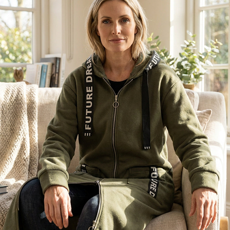 Luna|Sudadera con capucha tipo abrigo extragrande para mujer