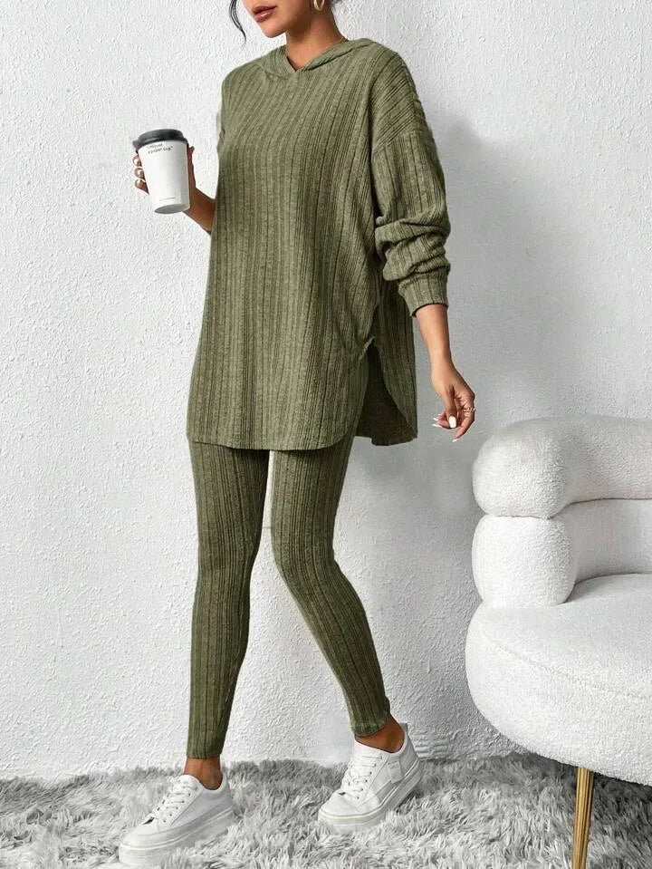 Conjunto de ropa de estar por casa de punto acanalado «Cristina»