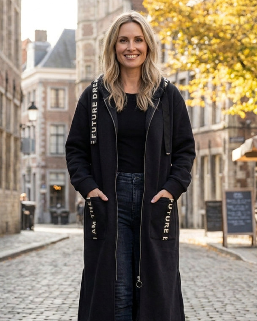 Luna|Sudadera con capucha tipo abrigo extragrande para mujer