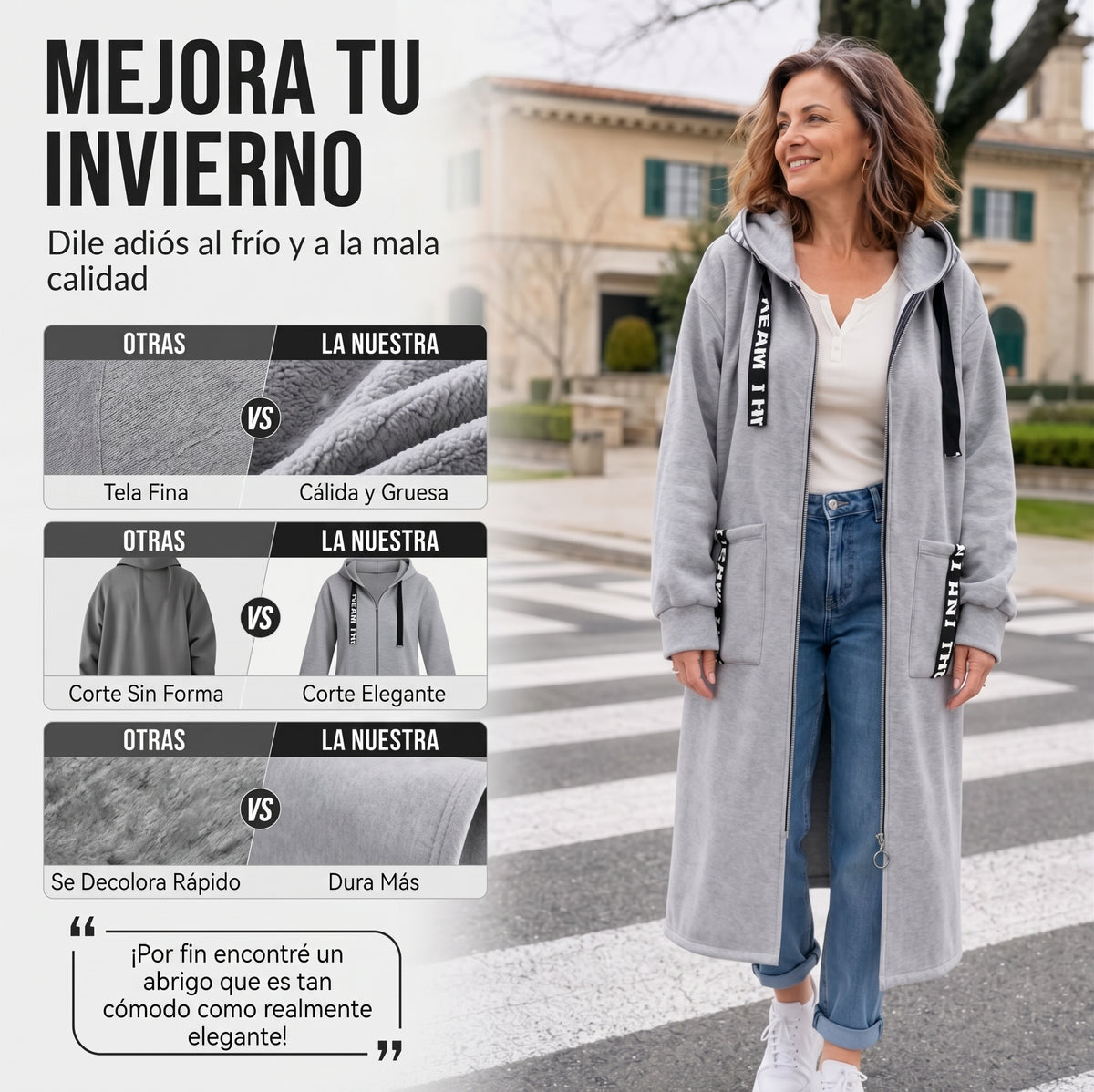 Luna|Sudadera con capucha tipo abrigo extragrande para mujer