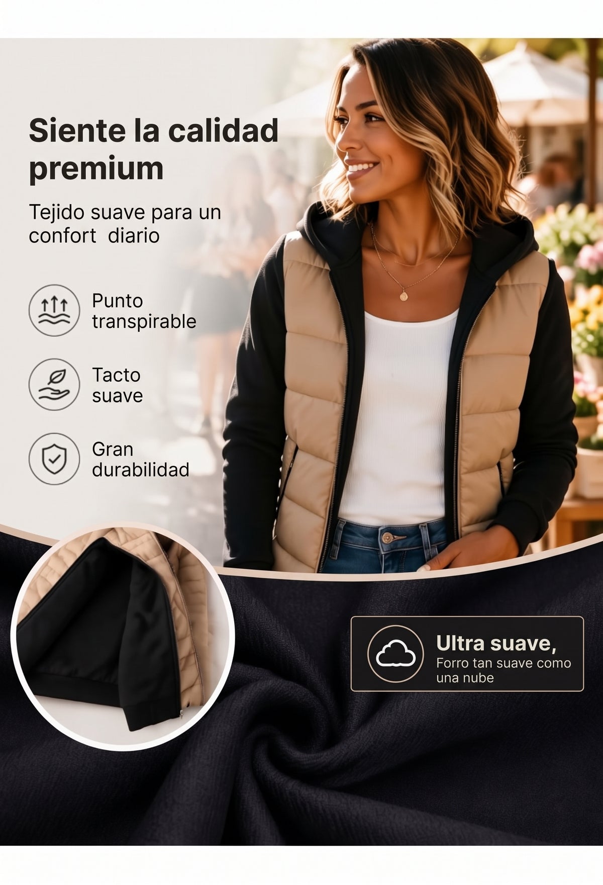 📢🎉¡Liquidación! Por debajo del precio de coste🛍️✨Chaqueta con capucha acolchada de bloques de color para mujer