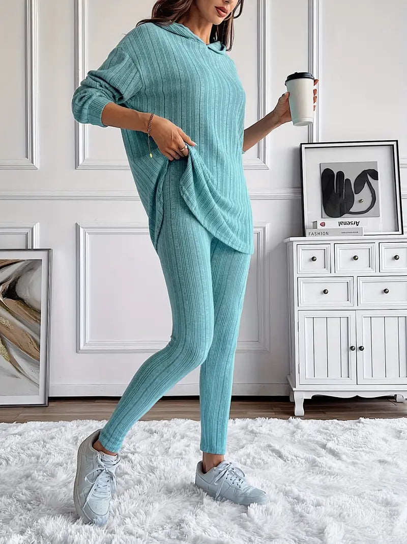 Conjunto de ropa de estar por casa de punto acanalado «Cristina»